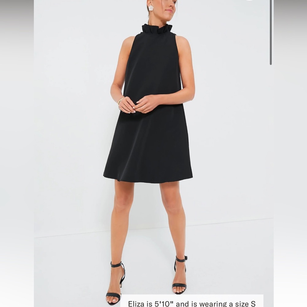 Tuckernuck Black Ruffle-Neck Sleeveless Dress